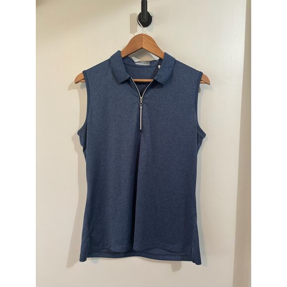 Callaway Women’s Navy Blue Sleeveless Zip Front Polo Golf Tank Top - Large - Picture 1 of 3